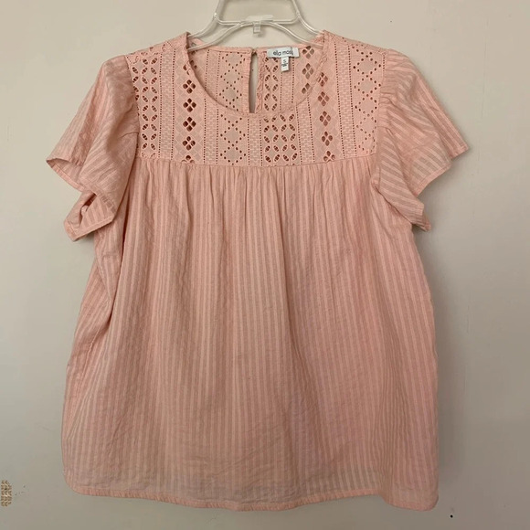 Ella Moss Tops - Ella Moss Pink Flutter Short Sleeve Blouse size S